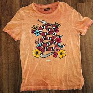 Burnt orange shirt with snake design
